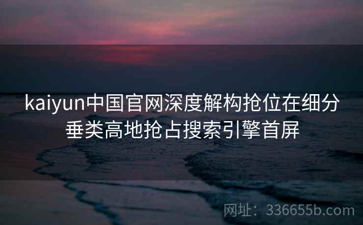 kaiyun中国官网深度解构抢位在细分垂类高地抢占搜索引擎首屏